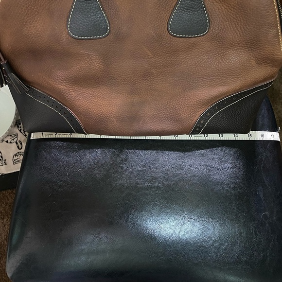 Dooney & Bourke Brown Nubuck and Pebbled Leather Domed Satchel Bag. - Picture 4 of 14